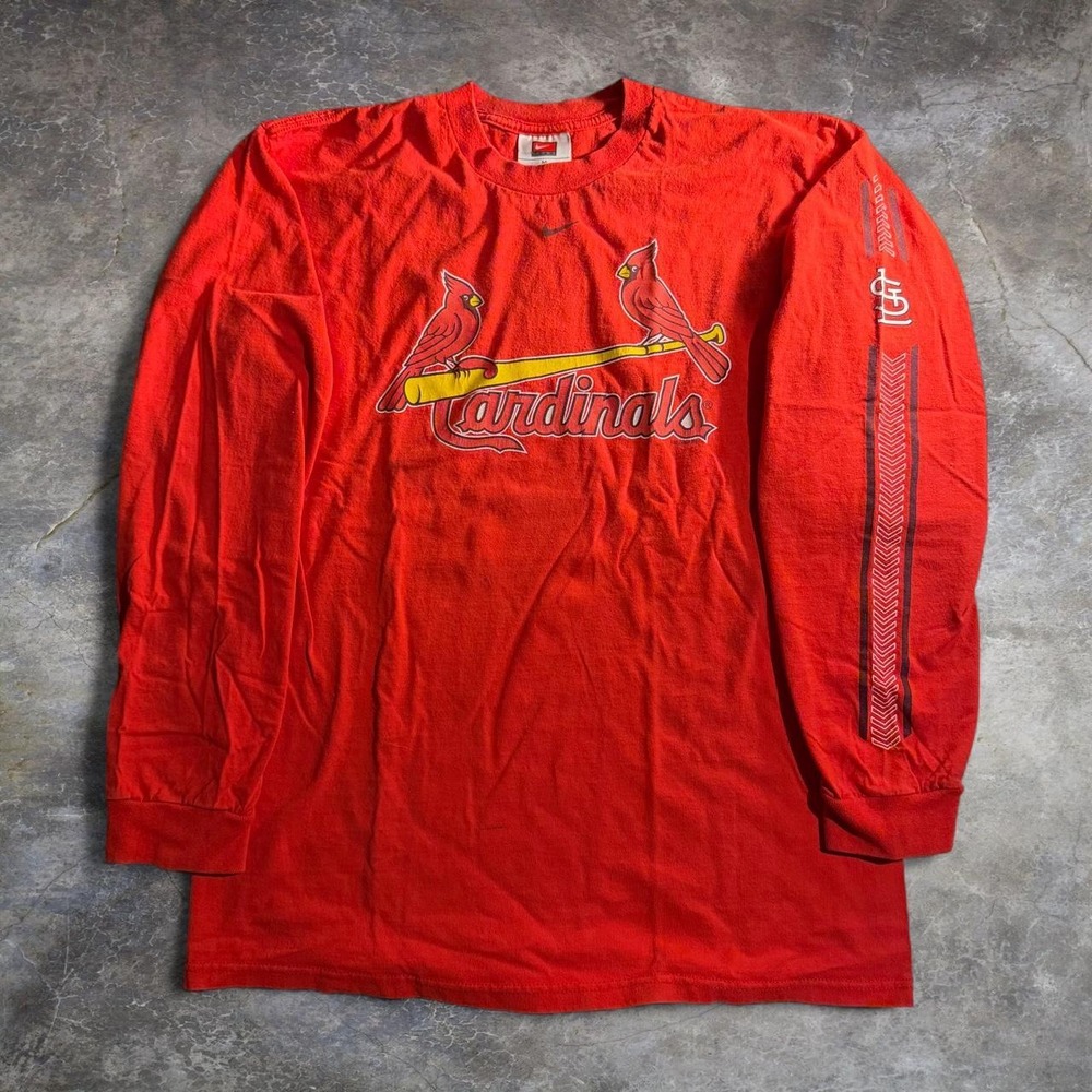 Vintage Nike Center Swoosh St Louis Cardinals Red Long Sleeve Shirt Mens Medium